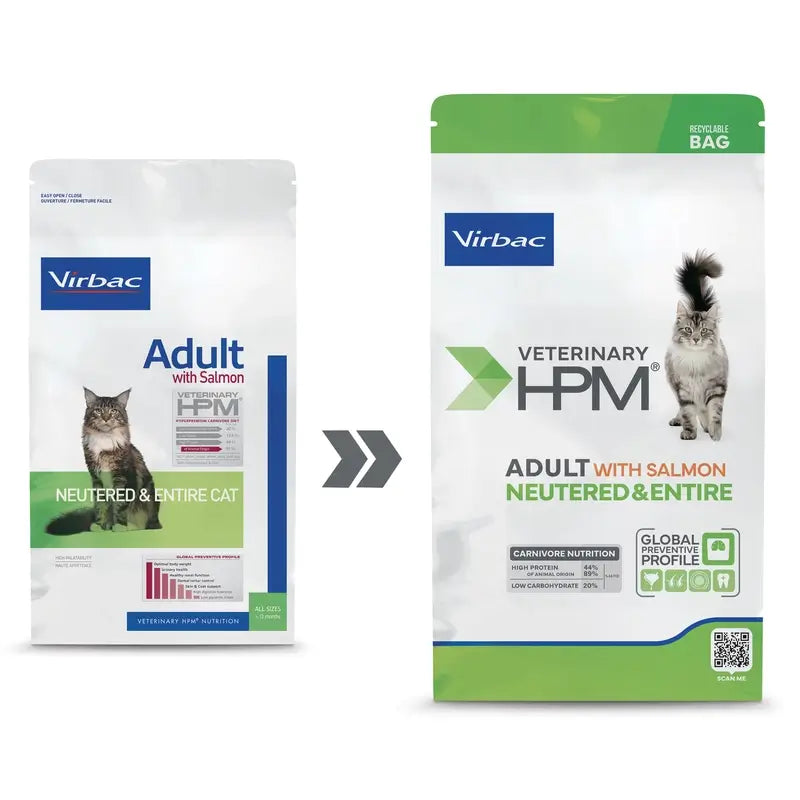 Virbac hpm salmão adulto neutralizado e gatos de alimentos 1,5 kg