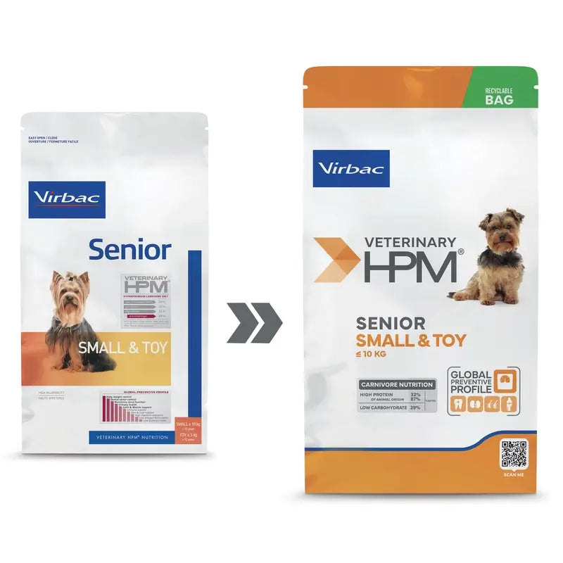 Virbac Hpm Senior Dog Small & Toy 1,5kg, alimento para cães
