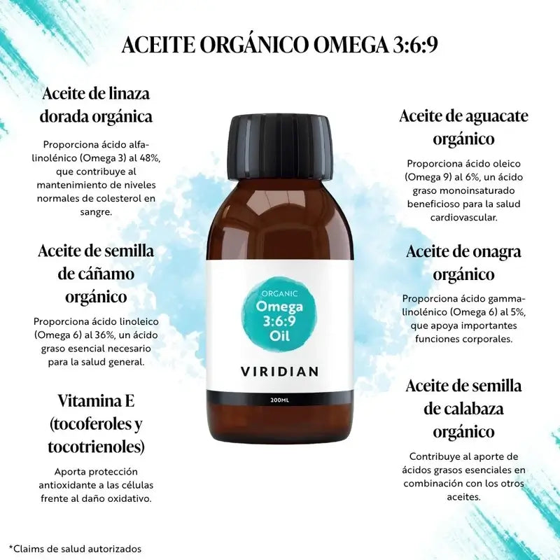 Óleo Viridian Omega 3-6-9 200Ml. Vegan