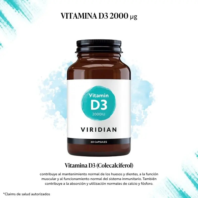 Viridian Vitamin D3 Vegan 2000 UI, 60 Cápsulas