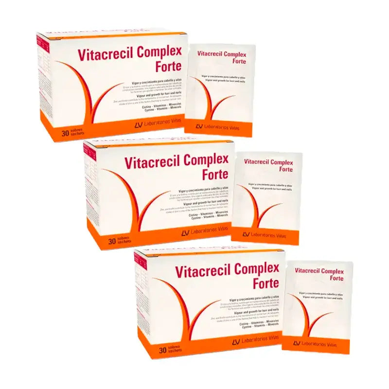 Vitacrecil Complex Forte, embalagem de 3 x 30 saquetas