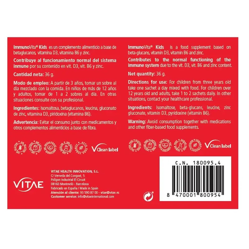 VITAE Immunovita Kids, 30 saquetas