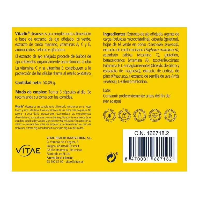 VITAE Vitarlic Cleanse, 90 cápsulas