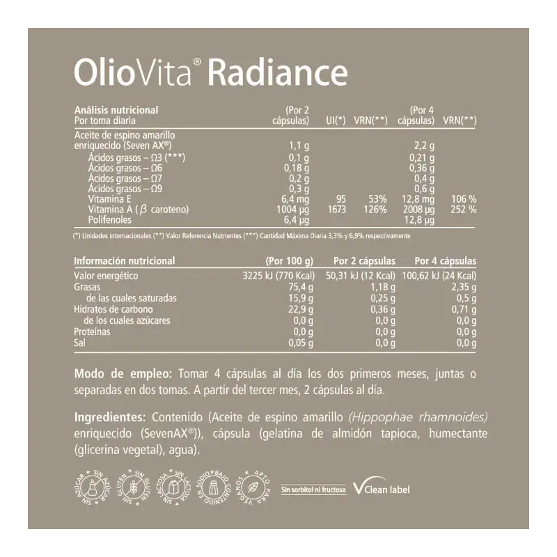 Vitae Oliovita Radiance, 120 cápsulas