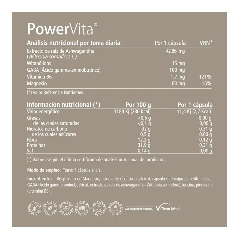Vitae Powervita, Suplemento alimentar com Ashwagandha, 60 cápsulas