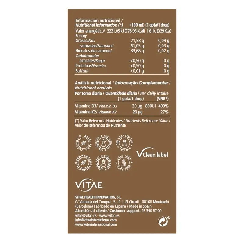 VITAE Vitae Vitamina D3K2, 10ml