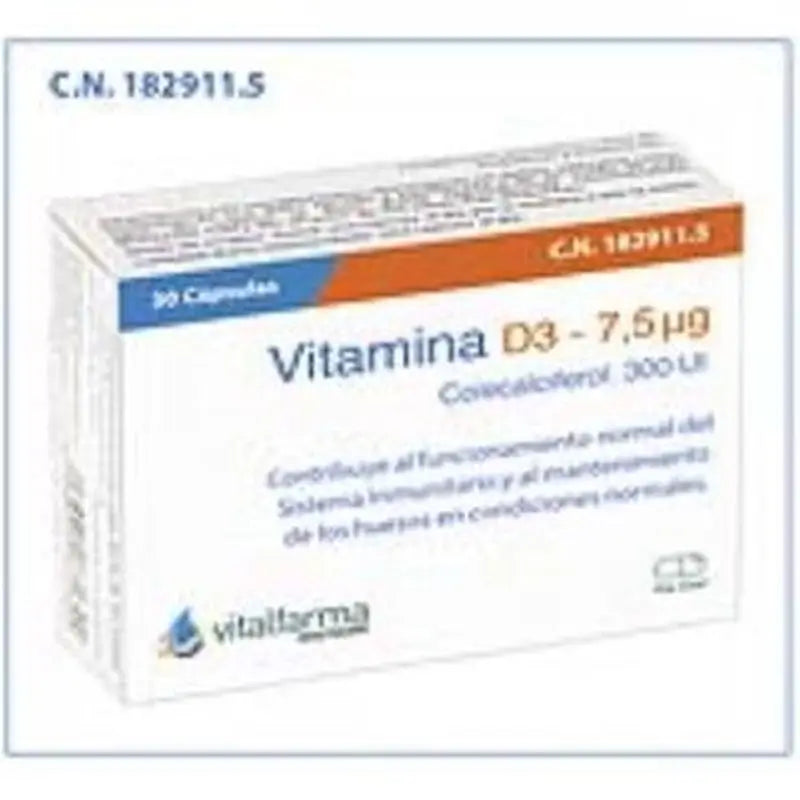 Vitalfarma Vitamina D3 7,5Mcg. (300Ui) 30Cap.