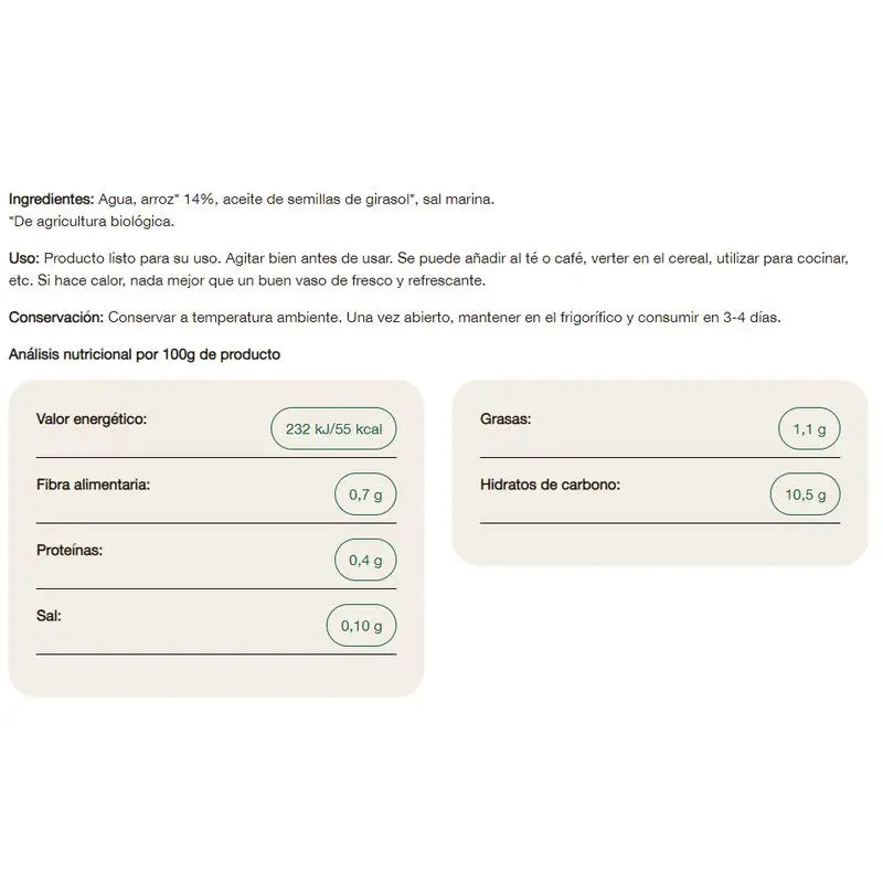 Vitariz Bebida Vegetal de Arroz 1Lt. Bio Sg S/A