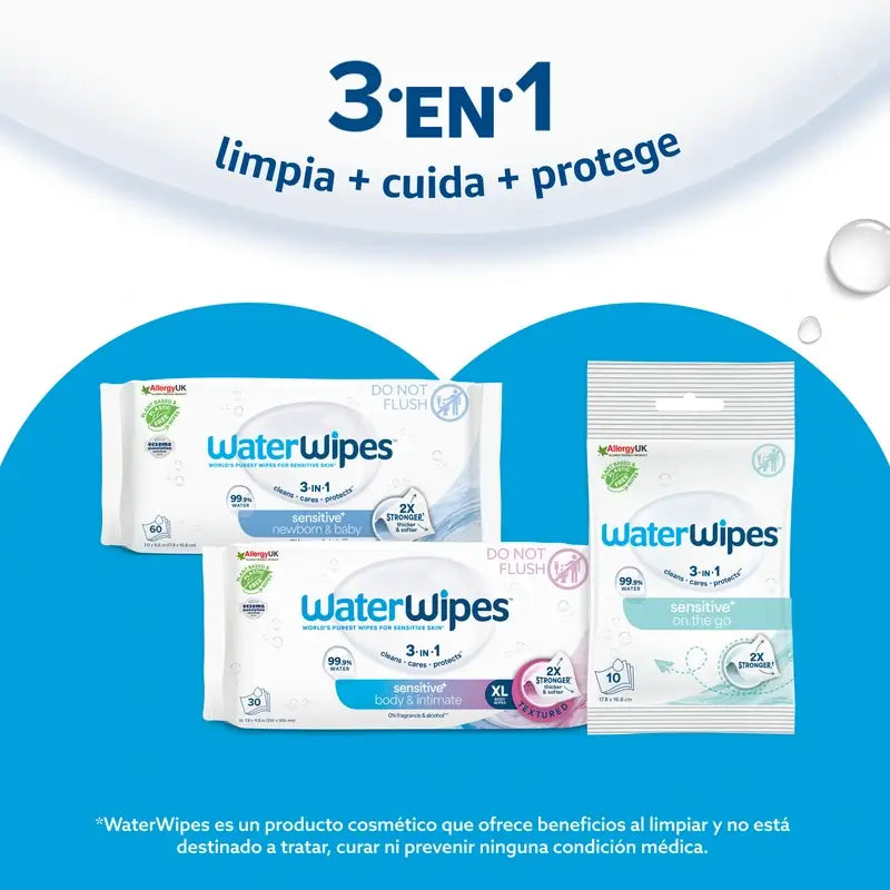 Toalhetes biodegradáveis para bebés Waterwipes, 3x60, 180 pcs.