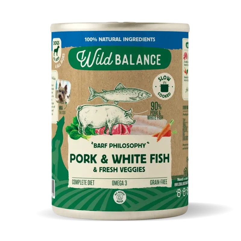 Wild Balance Pescada Barf Filosofia Lata para Cães, 400 gramas