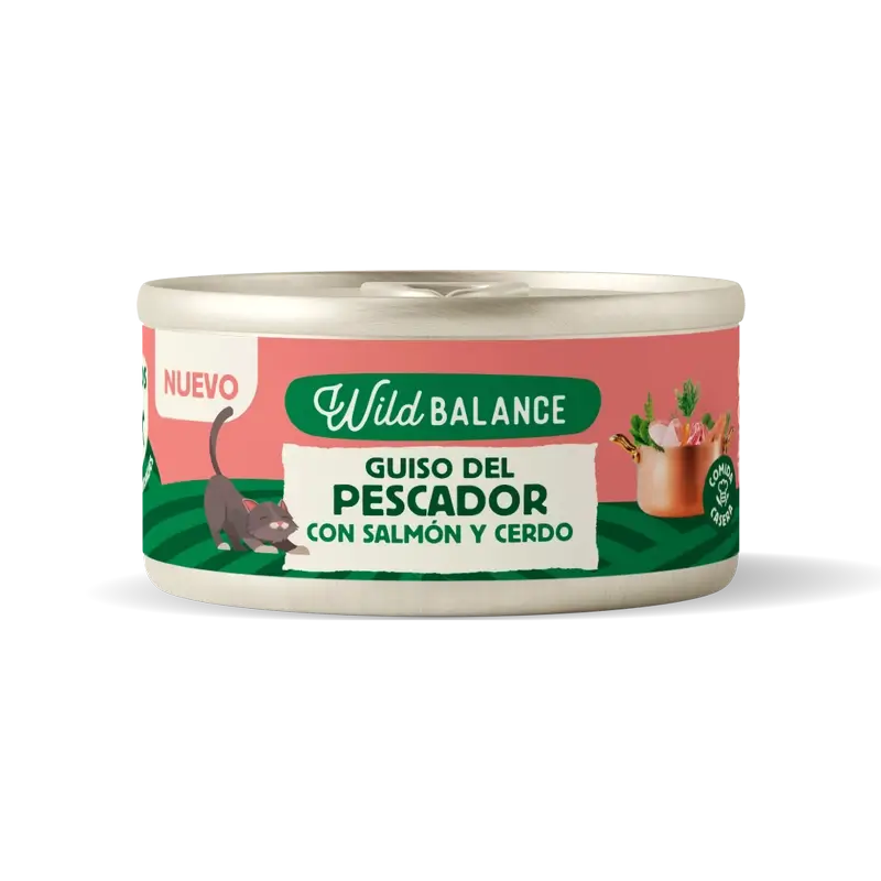 Wild Balance Canned Fisherman's Stew com Salmão, Carne de Porco e Vegetais para Gatos, 80 gramas