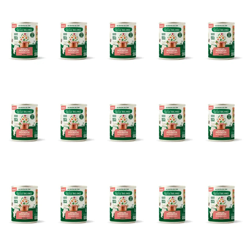 Wild Balance Canned Fisherman's Stew com Salmão, Carne de Porco e Vegetais para Cães, 400 g, Embalagem de 15