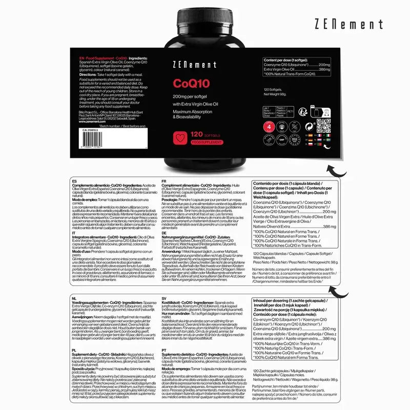 Zenement Coq10 200 Mg, 120 cápsulas de gelatina mole
