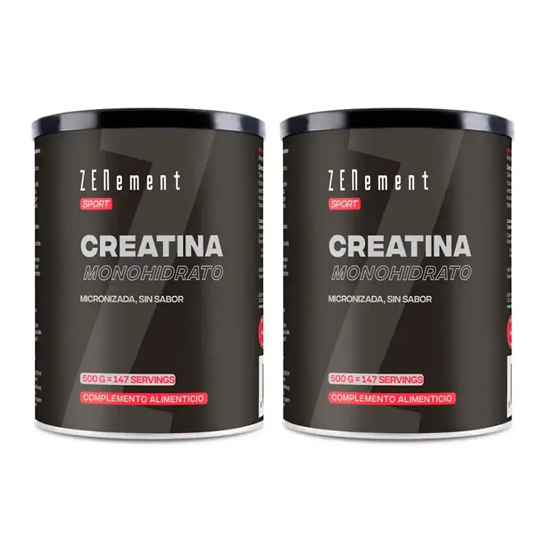 Zenement Creatina Monohidrato, Micronizada, Sem Sabor, Embalagem 2 x 500 g