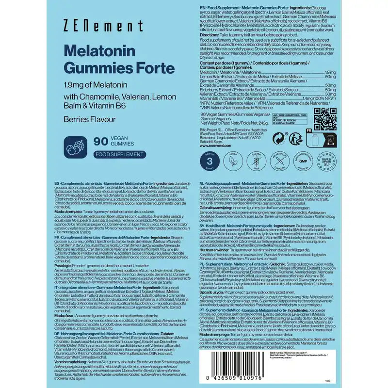 Zenement Melatonin Gummies Forte, 90 gomas veganas