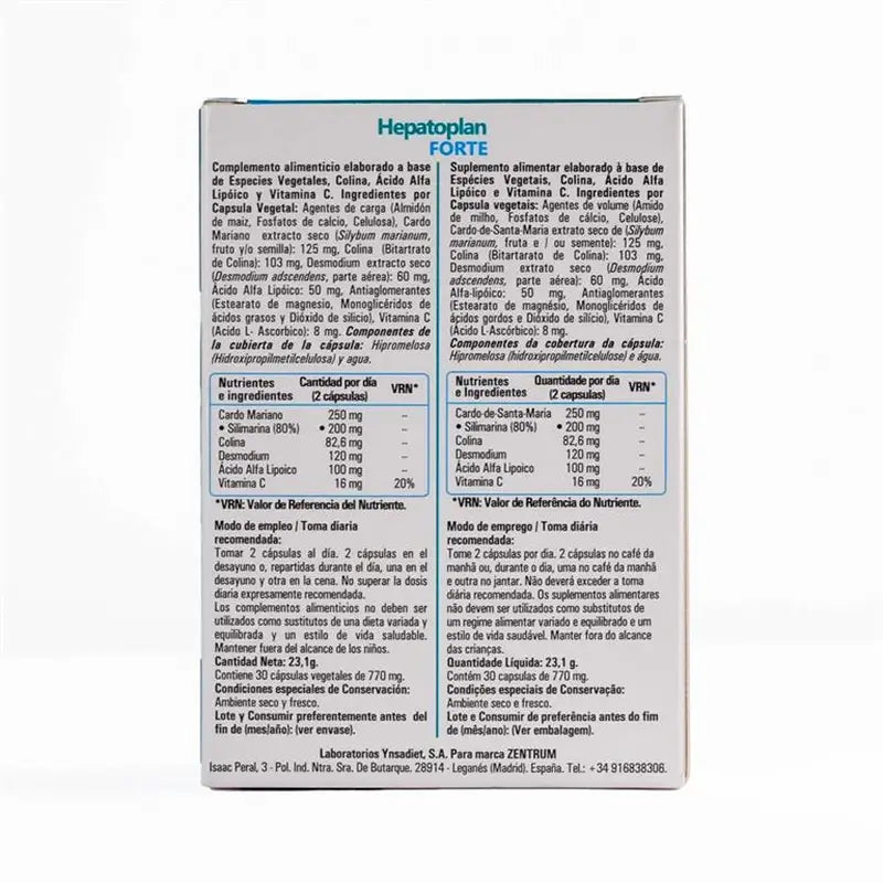 Zentrum Hepatoplan Forte 30 Cápsulas