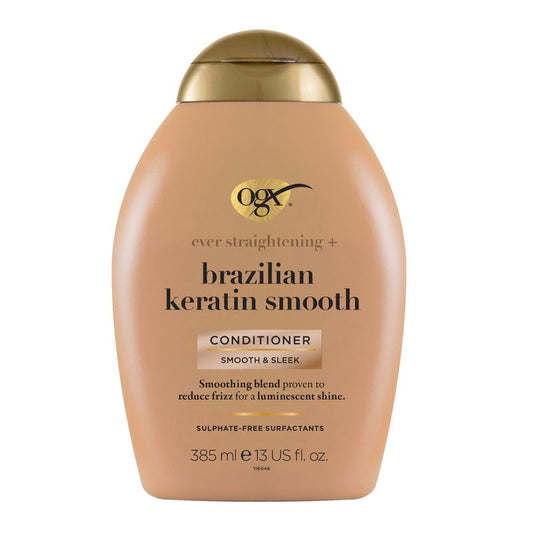 OGX Brazilian Keratin Conditioner, para cabelos ondulados ou encaracolados, suaviza, fortalece e hidrata, 385ml