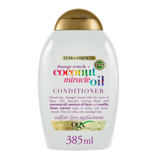 OGX Acondicionador Coconut Miracle Oil Extra Strength, Repara y Revive, Cabellos Dañados, 385 ml