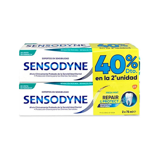 Pasta de dentes Sensodyne Repair & Protect Fresh Mint, embalagem de 2x75 ml