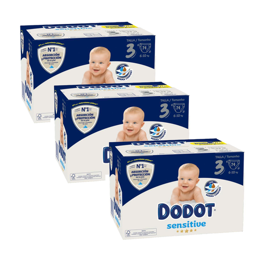 Dodot Sensitive Recém-nascido Sensitive 3 Pack Caixa tamanho 3, 74 peças
