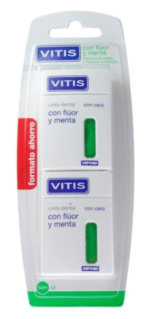 VITIS Duplo Seda Dental con Fluor y Menta 50M