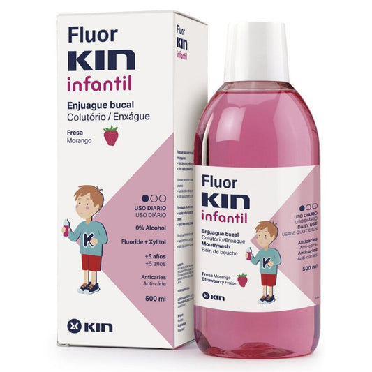 KIN FluorKIN Enxaguamento de morango para crianças 500 ml