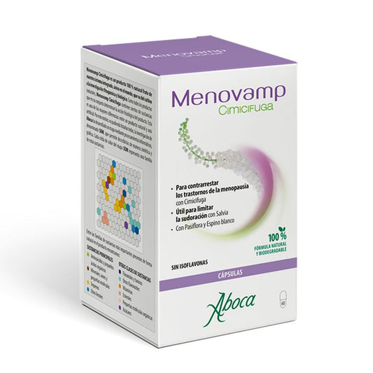 Aboca Menovamp Cimicifuga Contrarrestrar Trastornos De La Menopausia, Con Salvia, Pasiflora Y Espino Blanco, 60 capsulas