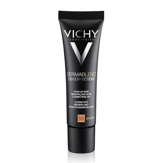Vichy Dermablend Corrección 3D Fondo de Maquillaje Fluido Alisador y Corrector 30 ml Tono 55 Bronze