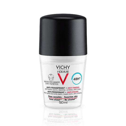 Vichy Homme Desodorante 48H Anti-Transpirante y Anti-Manchas Roll-On 50 ml