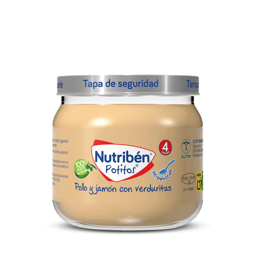 Nutribén Potito Pollo, Jamón con Verduritas, 120 gr