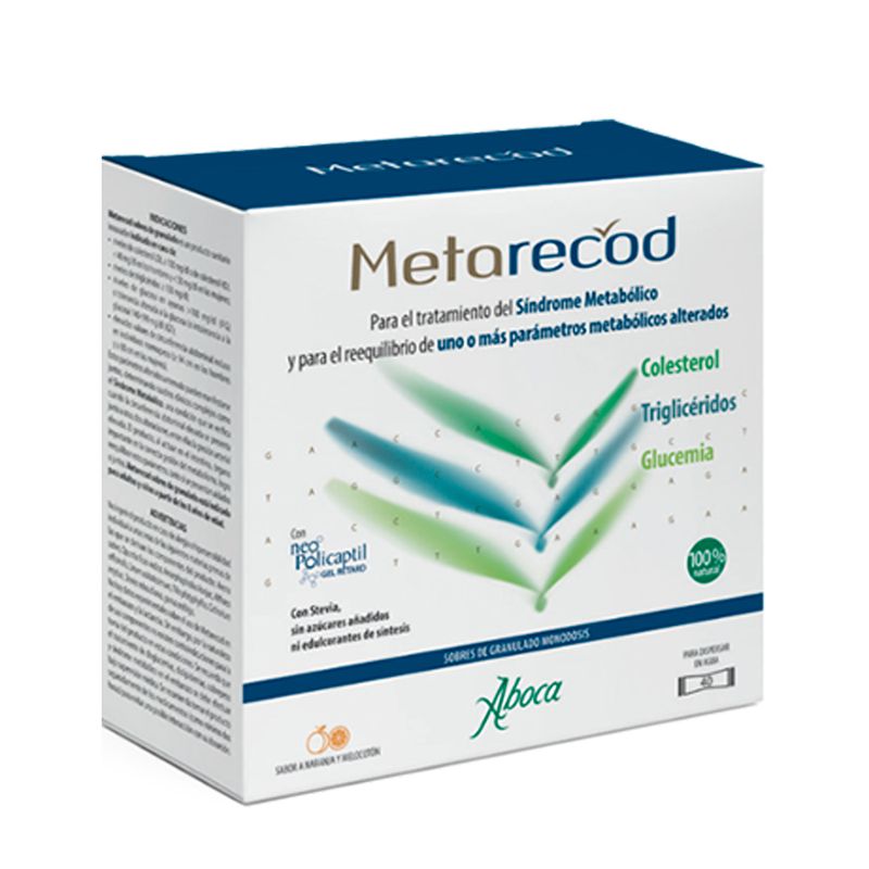 Aboca Metarecod Colesterol, Triglicéridos, Pico Glucémico, Tratamiento Del Síndrome Metabólico, 40 sobres