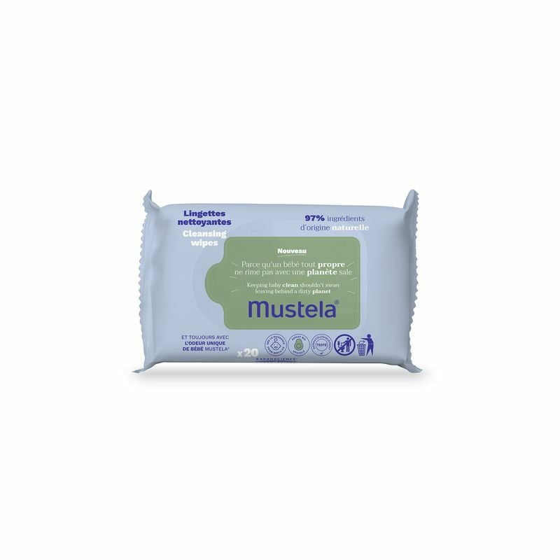 Mustela Toallitas Limpiadoras con Aguacate Bio, 20 unidades