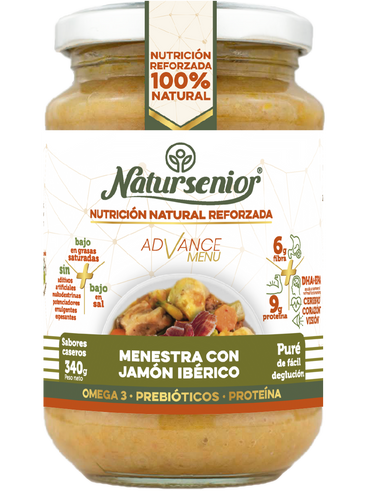 Natursenior Adultos Puré de Farinha com Presunto Ibérico com Omega 3 Dha+Epa, Prebióticos e Proteínas. , 340 gr