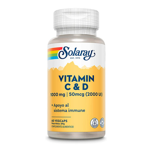 Solaray Vitamina C 1000 mg + Vitamina D 2000Ui 60 cápsulas