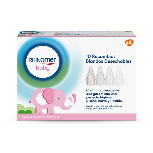 Rhinomer Baby Refis Descartáveis Suaves com Filtro Aspirador Nasal Absorvente, 10 peças