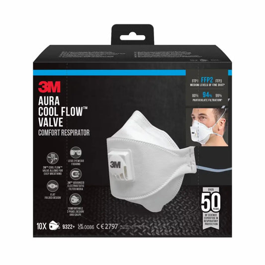 Máscara de partículas 3M™ Dust & Dust C/Valve 9322+ Ffp2, 2 peças