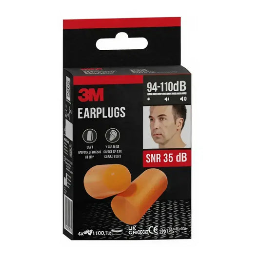 Protectores auriculares de espuma anti-ruído 3M™ 1100, Snr 35 Db, 2 pares