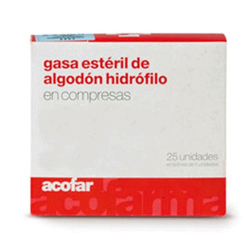 Acofar Gasa Esteril Algodon Hidrofilo En Compresas 25 unidades