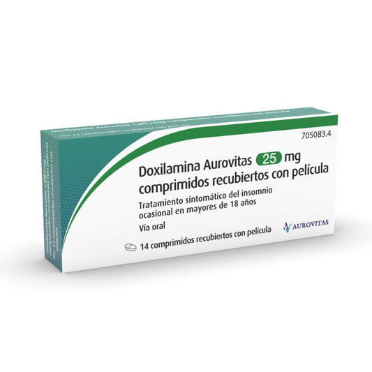 Doxilamina Aurovitas 25 mg, 14 comprimidos revestidos por película