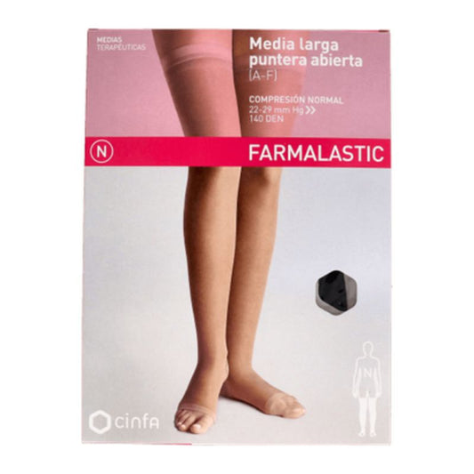 Farmalastic Long Open Toe Stocking Black, Tamanho médio
