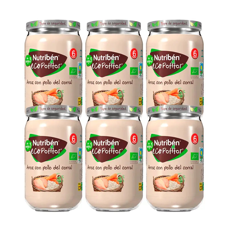 Arroz ecológico Nutriben Potito com frango do pátio da quinta 6x235g