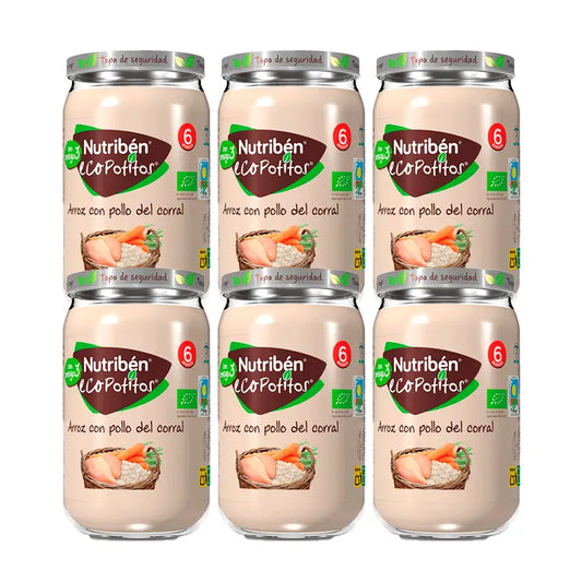 Arroz ecológico Nutriben Potito com frango do pátio da quinta 6x235g