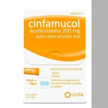 Cinfamucol Acetilcisteína 200 mg 20 sobres