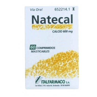 Natecal Calcio 600 mg 60 Comprimidos Masticables