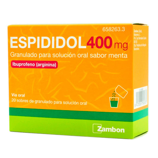 Espididol 400 mg Granulado Para Solucion Oral Sabor Menta, 20 sobres