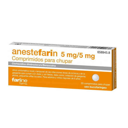 Anestefarin 5 Mg/5 mg 20 comprimidos Para Chupar