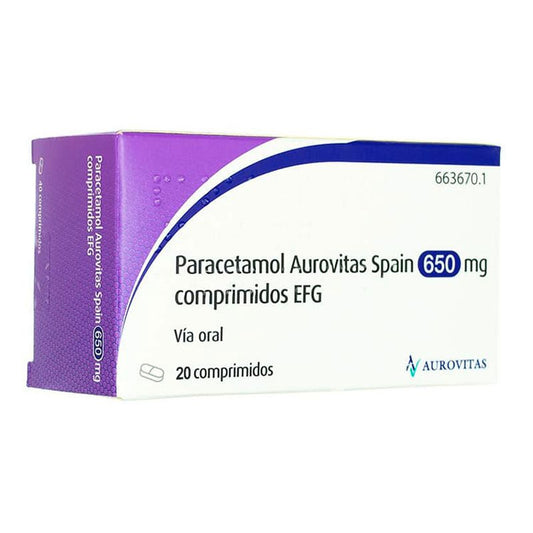 Paracetamol Aurovitas 650 mg, 20 comprimidos