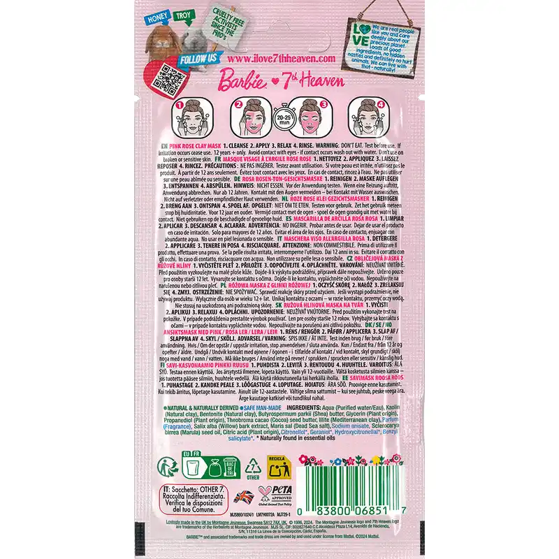 7 Heaven Barbie Máscara de argila cor-de-rosa