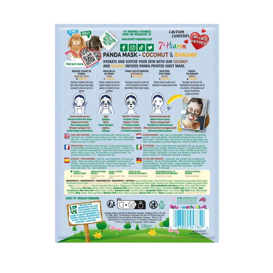 7 Heaven Animal Mask Máscara de pano do panda , 4 unidades