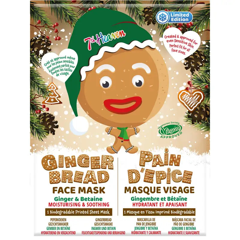 7 Heaven Christmas Gingerbread Cloth Mask, 2 unidades